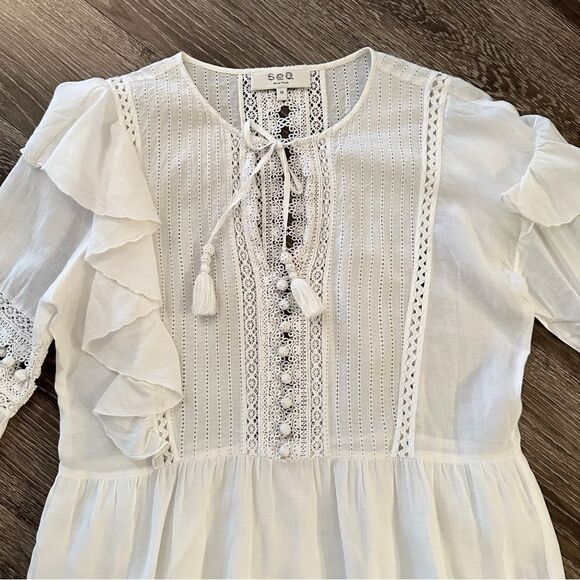 Sea New York Weatherly Crochet Pompom Cotton-Blend Tunic Dress - Picture 5 of 11